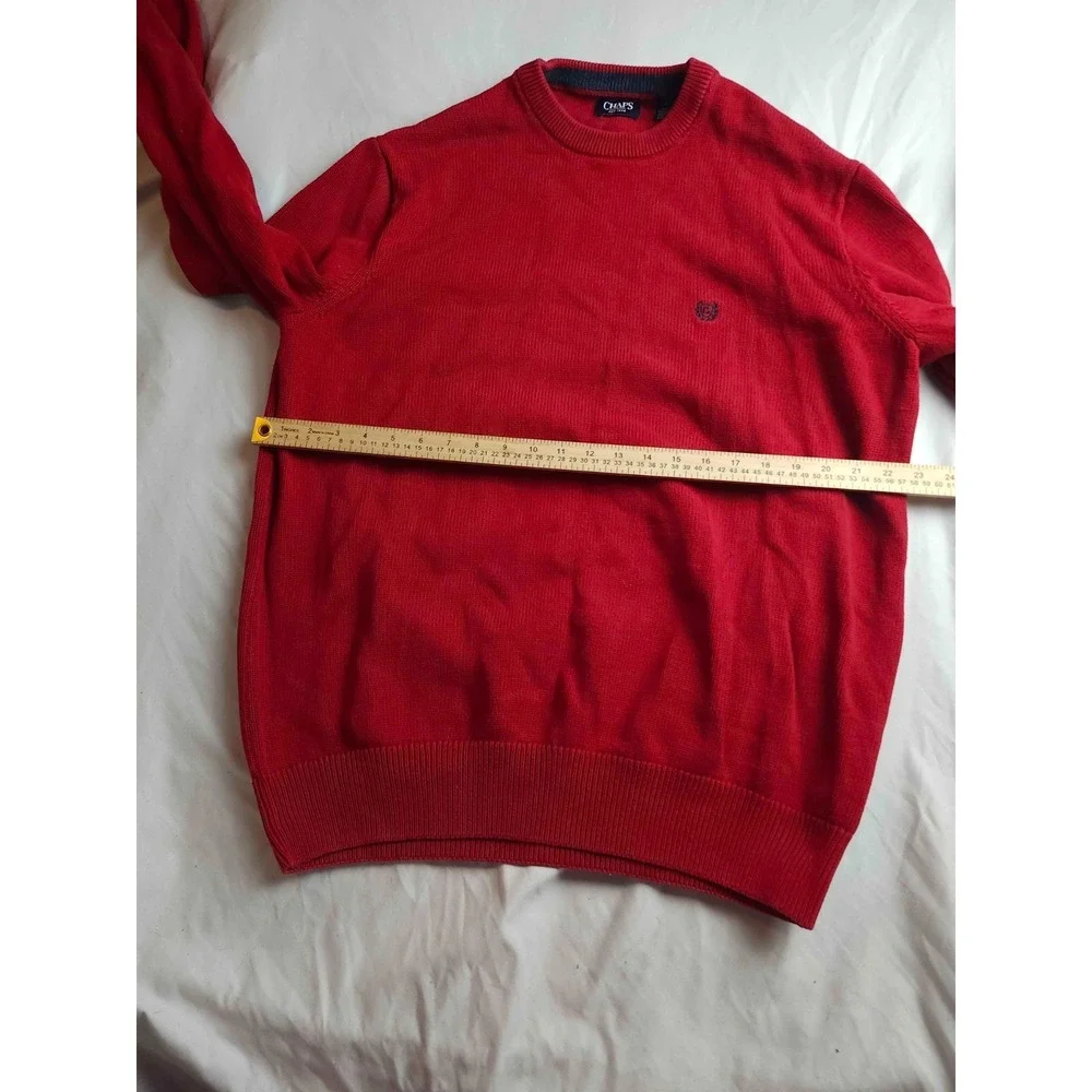 Chaps Sweater Men Size XLT Red Knit Crew Neck Pullover Long Sleeve Cotton Preppy